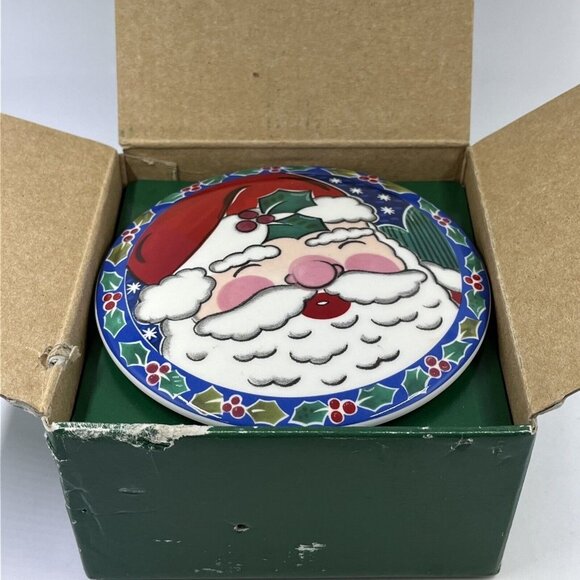 Vintage Mikasa Santas Glow Christmas Candy Dish Lidded Trinket Box‎ Japan FX077 - Picture 2 of 13
